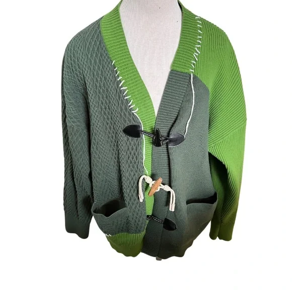 Vintage Loose Cardigan Knitted Sweaters for Women Stitch Patchwork B-12 - Picture 10 of 10